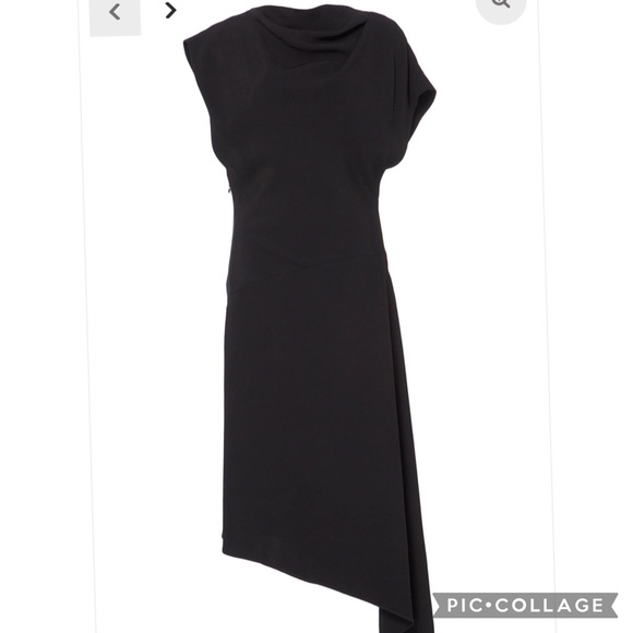 YEON Dresses & Skirts - NWT YEON Hoshi Asymmetrical Hem Short Sleeve Boatneck Midi Dress in Black